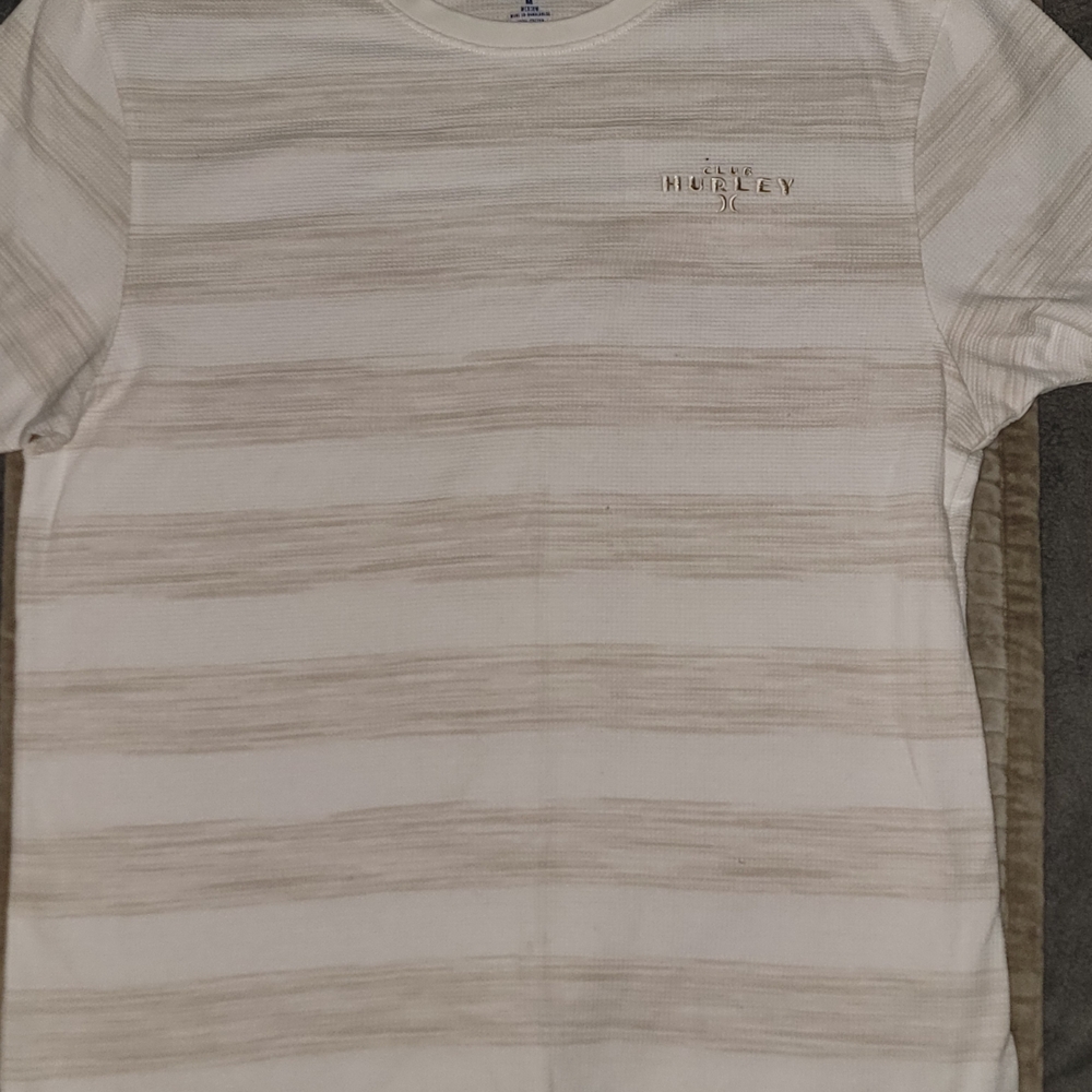 Hurley Striped White and Tan T-Shirt